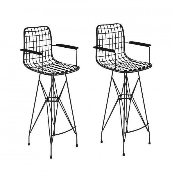 Knsz kafes tel bar sandalyesi 2 li zengin syhkono kolçaklı 75 cm oturma yüksekliği ofis cafe bahçe mutfak