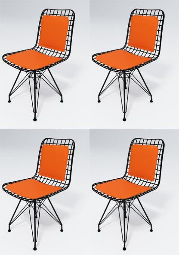 Knsz kafes tel sandalyesi 4 lü mazlum syhtrn sırt minderli ofis cafe bahçe mutfak