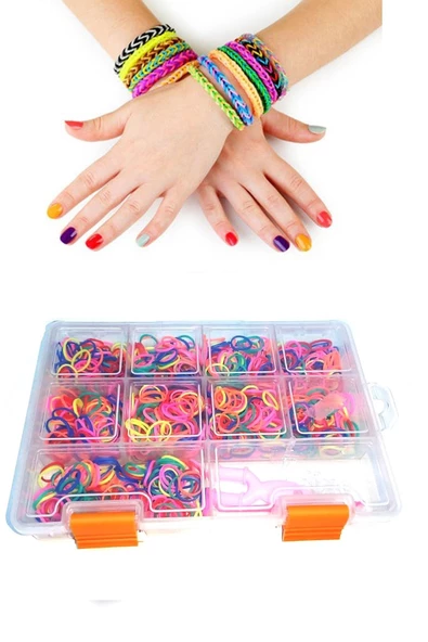 Lastik Bileklik Yapma Seti 10 Bölmeli Karışık Renk Özel Kutusu ile - 2
