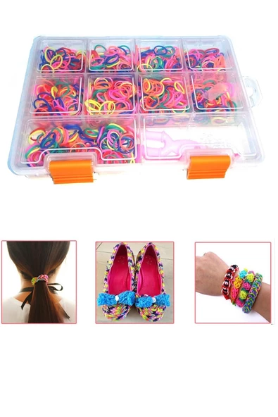 Lastik Bileklik Yapma Seti 10 Bölmeli Karışık Renk Özel Kutusu ile - 3