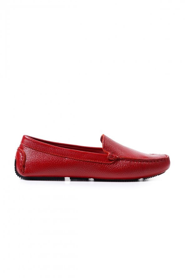 Likya Kadın Kırmızı Hakiki Deri Loafer Ayakkabı