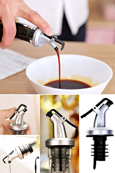 Tilbe Home Yağdanlık Şişe Ucu 3 Adet Yağlık Sirkelik Sosluk Cam Yağdanlık Şişe Başlığı Tapa Damlatmaz Şişe Ucu - 3
