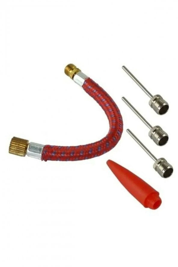 5 Parça Bisiklet Lastiği Şişirme- Pompa Hortumu- Top Iğnesi Ucu Seti - 4