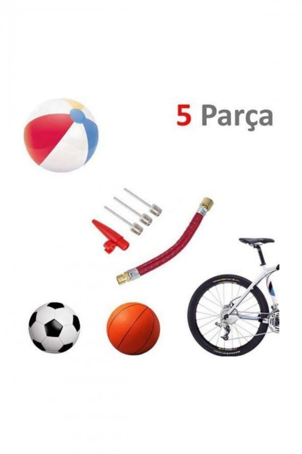 5 Parça Bisiklet Lastiği Şişirme- Pompa Hortumu- Top Iğnesi Ucu Seti - 5