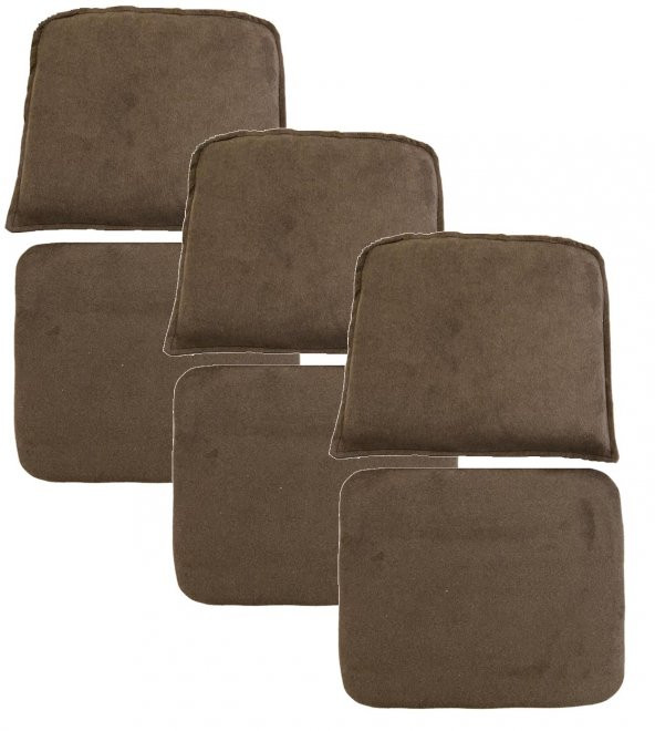 Knsz minder seti 3 lü mazlum kahve penye kumaş oturma ve sırt tel sandalyesi minderi bir arada