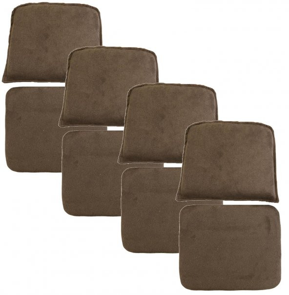 Knsz minder seti 4 lü mazlum kahve penye kumaş oturma ve sırt tel sandalyesi minderi bir arada