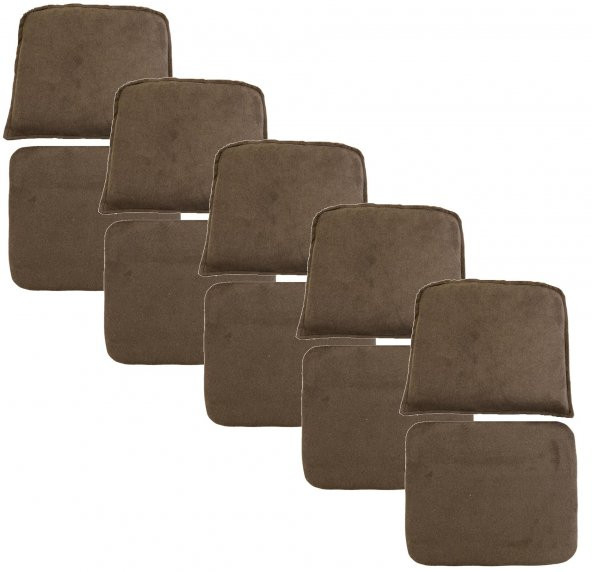 Knsz minder seti 5 li mazlum kahve penye kumaş oturma ve sırt tel sandalyesi minderi bir arada