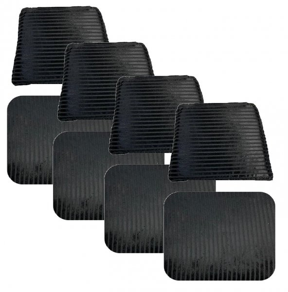 Knsz minder seti 4 lü mazlum siyah çizgili kumaş oturma ve sırt tel sandalyesi minderi bir arada