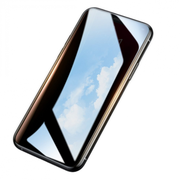 Baseus İPhone 11 Pro- XS-X 0,23mm Anti Spy Çerçeveli Tempered Cam Ekran Koruyucu - SİYAH - 3