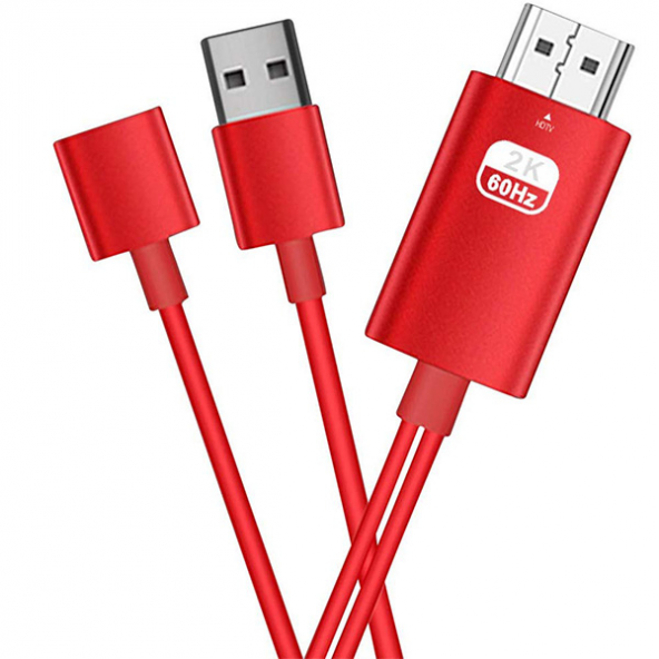Phone Usb HDTV Cable Lightning Type C hdmi kablosu - SİYAH,KIRMIZI - 4