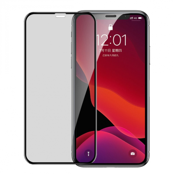 Baseus İPhone 11 Pro- XS-X 0,23mm Anti Spy Çerçeveli Tempered Cam Ekran Koruyucu - SİYAH