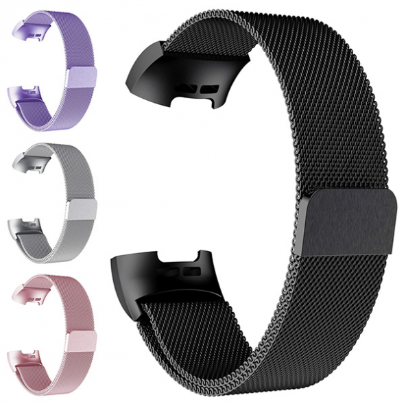 Fitbit Charge 3 Metal Milano Loop Kayış Kordon(l Beden) - MOR - 3