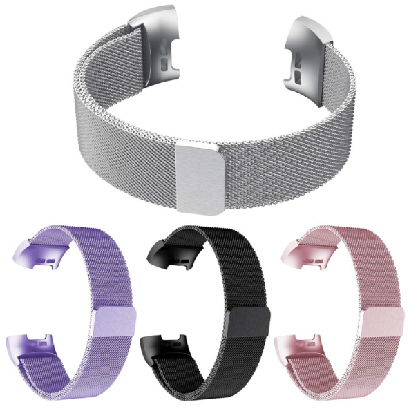 Fitbit Charge 3 Metal Milano Loop Kayış Kordon(l Beden) - MOR - 7