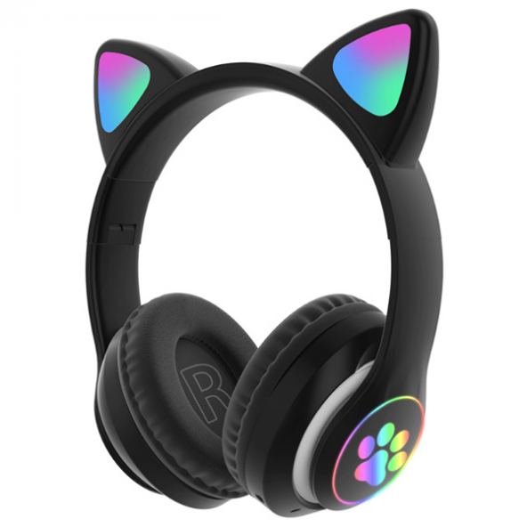 23M Kedi Kulak Kulaküstü Bluetooth 5.0 Kablosuz Kulaklık Led Işıklı - MAVİ - 2