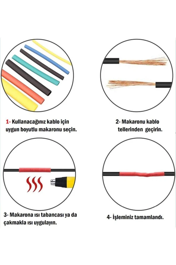 Kablo Koruyucu 530 Parça Kablo Makaron Seti. Isıya Dayanıklı Kalo Koruyucu Kablo Tamir Borusu Kablo Kanalı - 6
