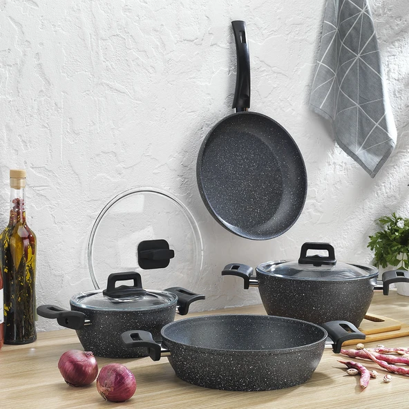 Schafer New Stark Granit Tencere Seti-7 Parça-Antrasit