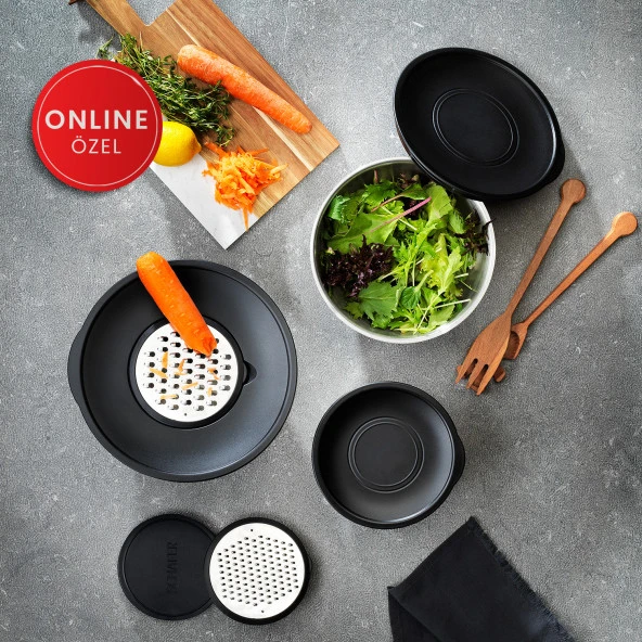 Schafer Lucas Çelik Karıştırma Kabı 16/20/24 Cm 9 Parça-Siyah