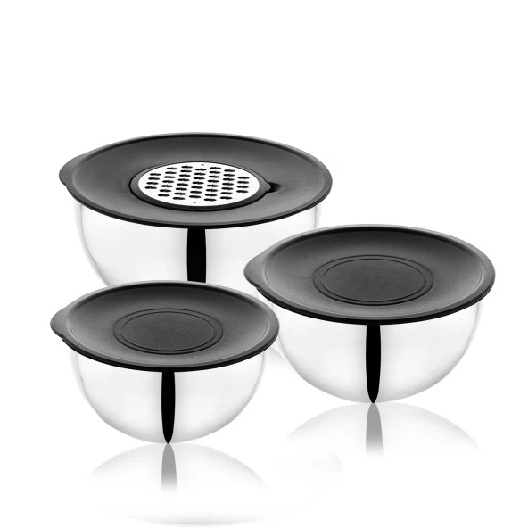 Schafer Lucas Çelik Karıştırma Kabı 16/20/24 Cm 9 Parça-Siyah - 2