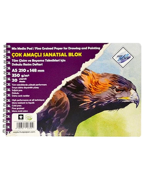 Art Liva Çok Amaçlı Resim Defteri A5 350g