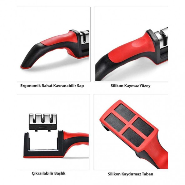 Lazbisa Bıçak Bileme Aleti Profesyonel Bıçak Bileyici 3 Açılı Elmas Seramik Tungsten Çelik Bıçakları Bileme - 6