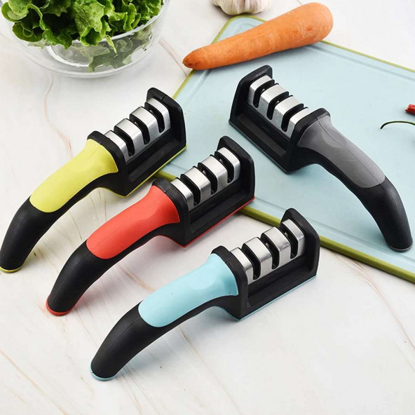 Lazbisa Bıçak Bileme Aleti Profesyonel Bıçak Bileyici 3 Açılı Elmas Seramik Tungsten Çelik Bıçakları Bileme - 8