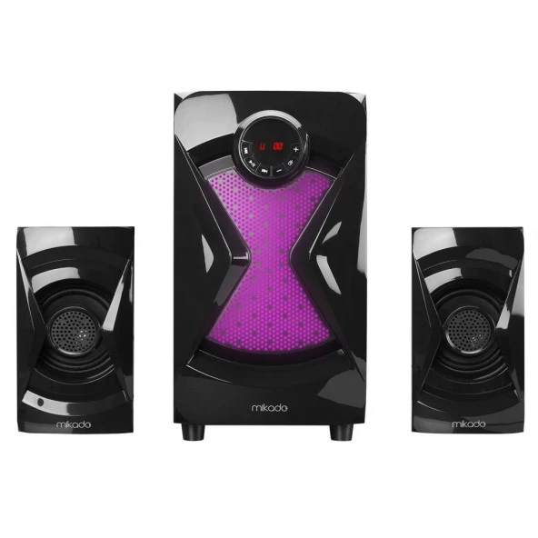 Mikado MD-370BT 2+1 38W Siyah BT/AUX/USB/FM/LED Işıklı Multimedia Speaker