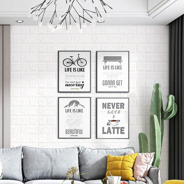 Renkli Duvarlar Kendinden Yapışkanlı 3D Esnek Beyaz Duvar Kağıdı Paneli NW100 - 5