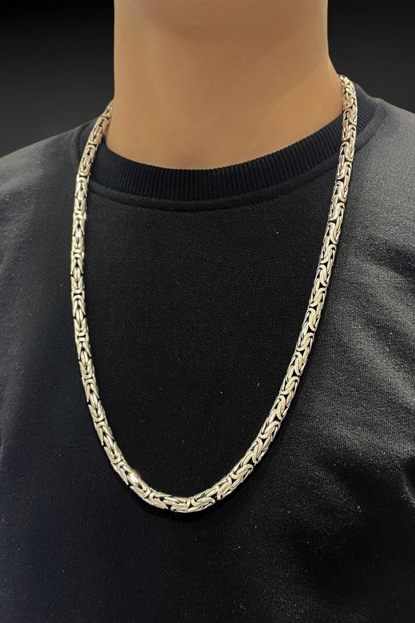 7 mm 70 cm 155 gr Düz Kral Zinciri 925 Gümüş Kolye - Resim 2