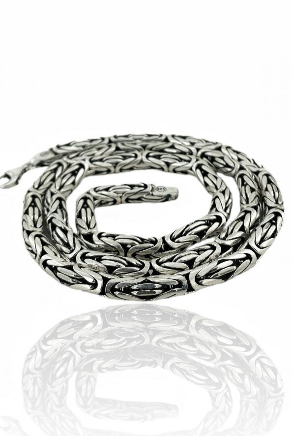 7 mm 70 cm 155 gr Düz Kral Zinciri 925 Gümüş Kolye - Resim 3