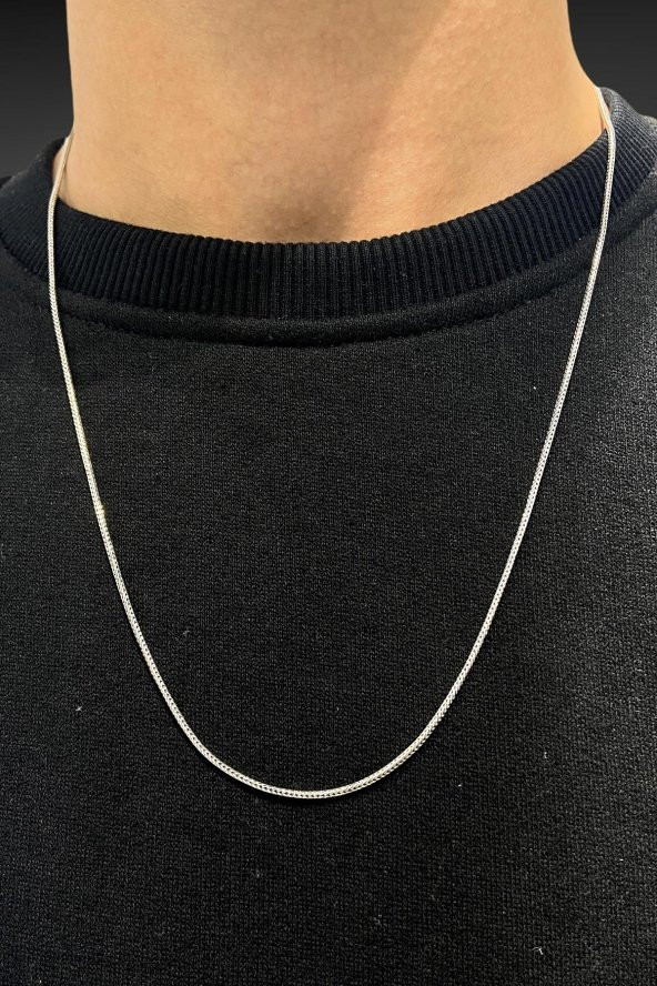 İnce 60 cm Tilki Kuyruğu 925 Gümüş Kolye - 3