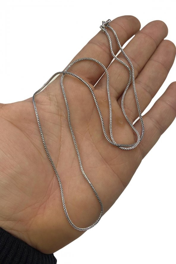İnce 60 cm Tilki Kuyruğu 925 Gümüş Kolye - 4