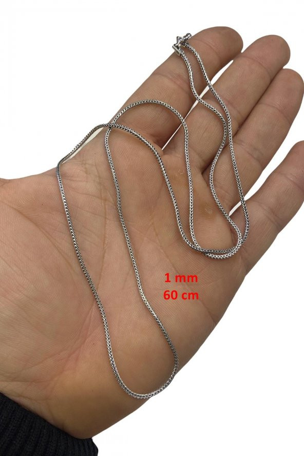 İnce 60 cm Tilki Kuyruğu 925 Gümüş Kolye - 5