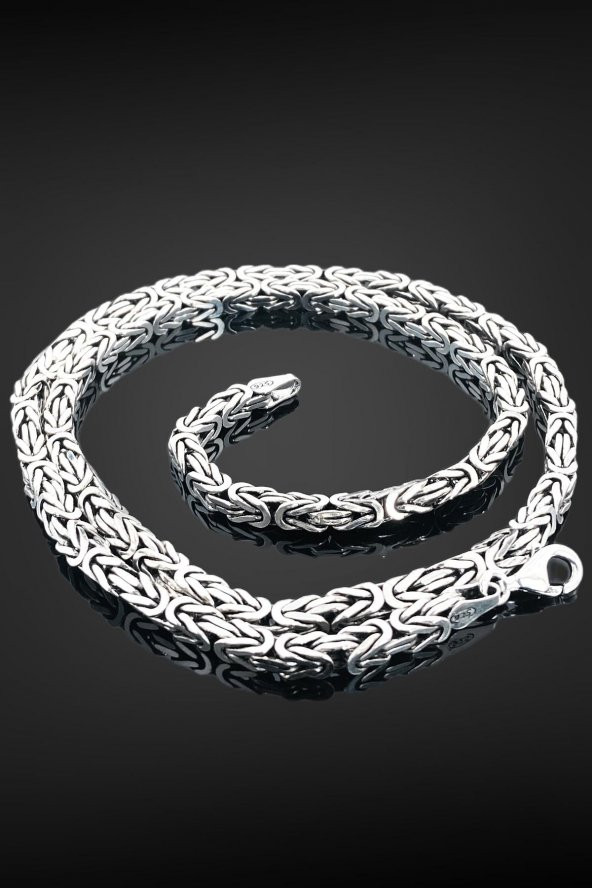 Kral Zincir 50 gr 55 cm 4 mm Köşeli 925 Gümüş Erkek Kolye - 1