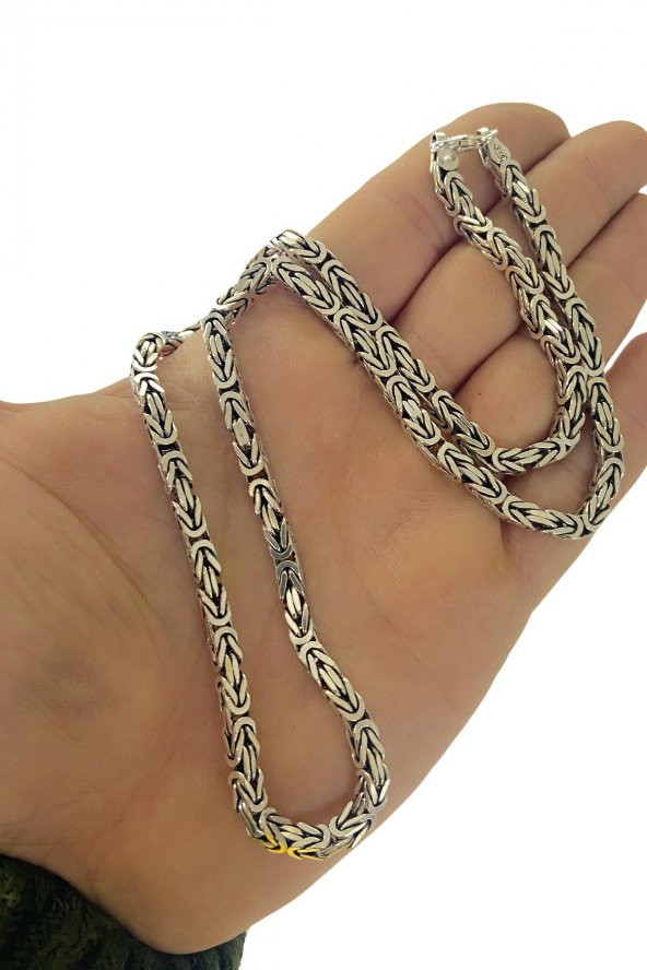 Kral Zincir 50 gr 55 cm 4 mm Köşeli 925 Gümüş Erkek Kolye - 2