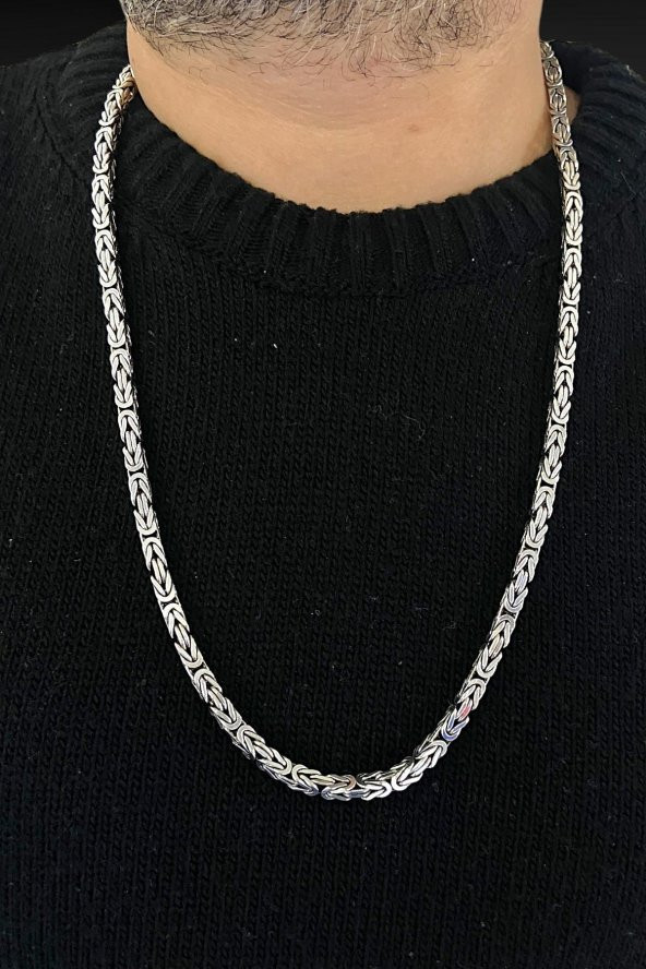 Kral Zincir 91 gr 70 cm 5 mm Köşeli 925 Gümüş Erkek Kolye - 2