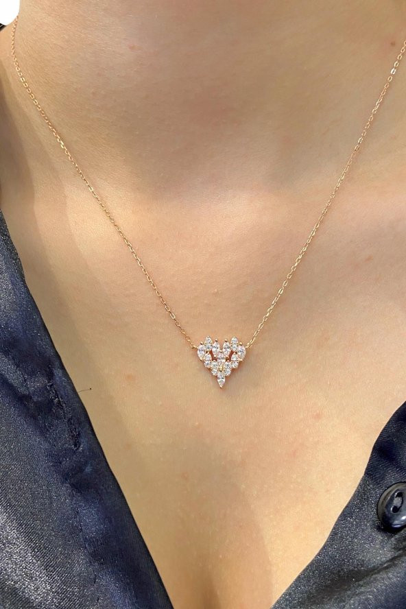 Vip Üst Kalite İtalyan Kalp 925 Gümüş Kolye - 2