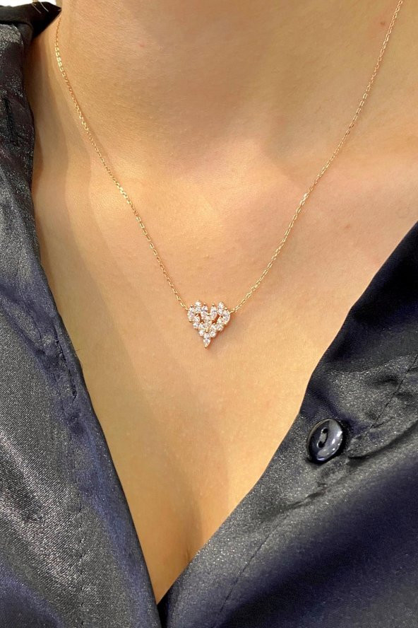 Vip Üst Kalite İtalyan Kalp 925 Gümüş Kolye - 3