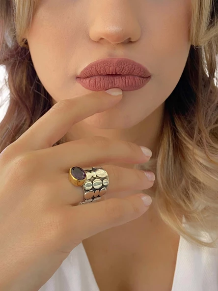 Ametist Taşlı El Üretimi Otantik 925 Gümüş Yüzük ürün görseli