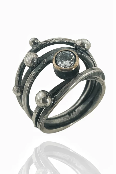 El Üretimi Tel Sarma Zirkon Taş 925 Gümüş Yüzük ürün görseli