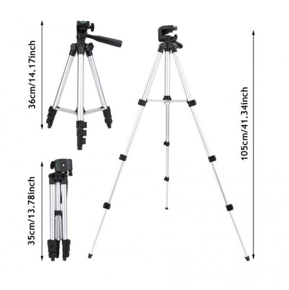 Telefon Ve Kamera Tutucu Tripot Ayak 105 Cm (Telefon Tutuculu)