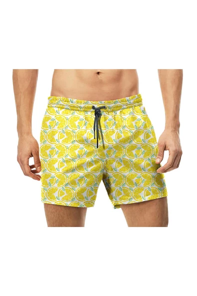 Nordbron NBSC48C -  Kids Lemon Sarı Çocuk Deniz Şortu - 3