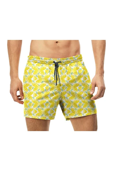 Nordbron NBSC48C -  Kids Lemon Sarı Çocuk Deniz Şortu - Resim 3