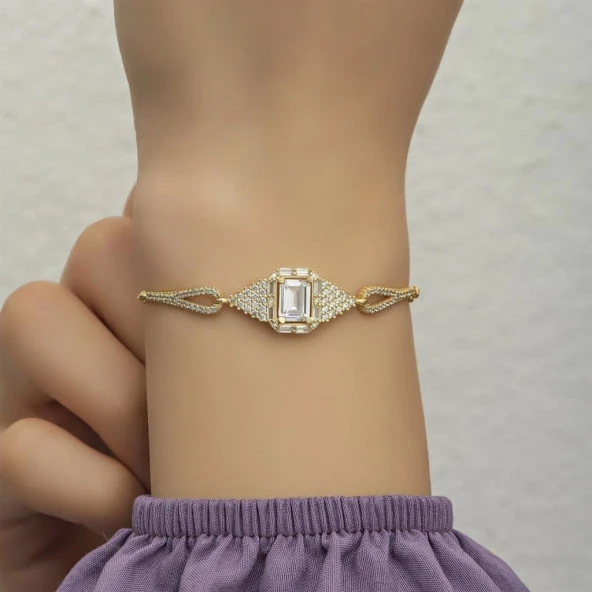 Full Zirkon Taşlı Baget Gümüş Bayan Bileklik - 3