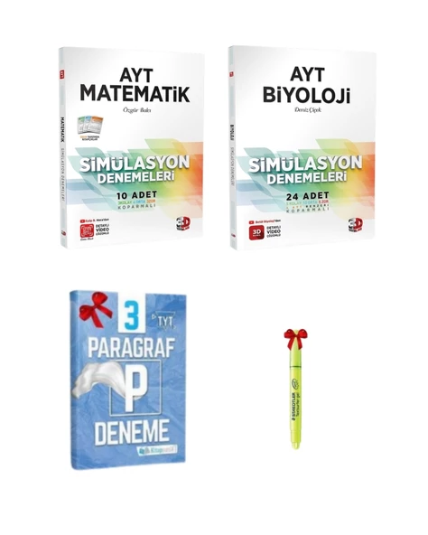 3D Yayınları AYT Matematik ve Biyoloji Simülasyon Denemeleri Tamamı Video Çözümlü