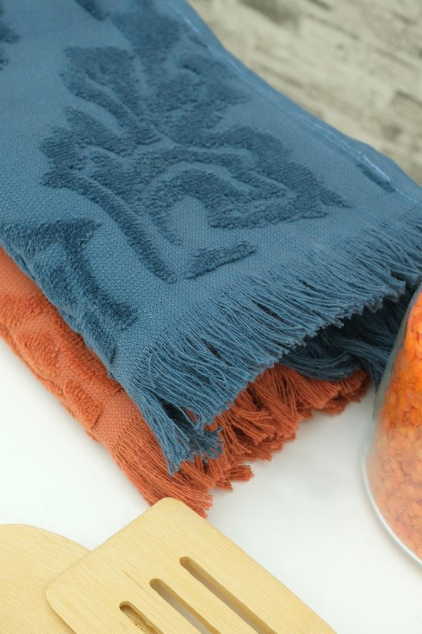 3lü 30x50 Kadife Paisley Desen Saçaklı Mutfak Havlusu - 2