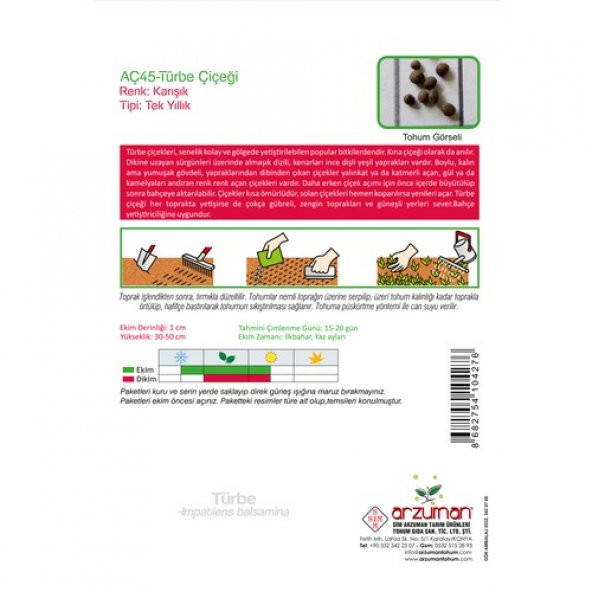 Arzuman Türbe Çiçeği (Impatiens Balsamina) Çiçek Tohumu 30 Adet - Resim 2