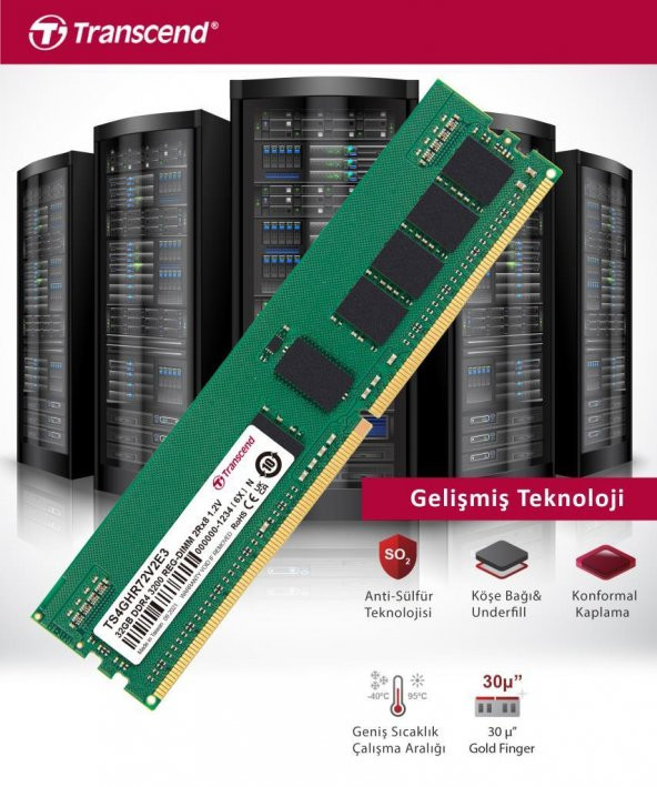 Transcend TS4GHR72V2E3 32GB DDR4 3200MHz 1.2V CL22 ECC Server Ram - 3