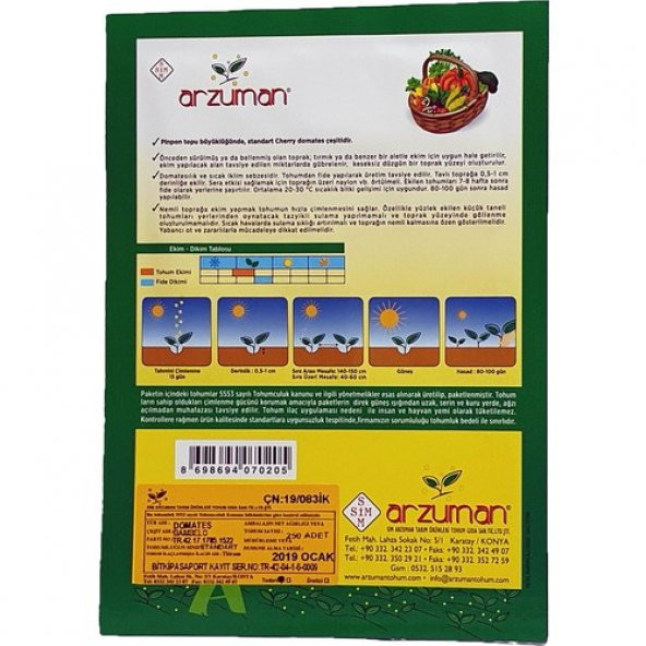 Arzuman Cherry Domates Tohumu Pinpon 250li - Resim 3
