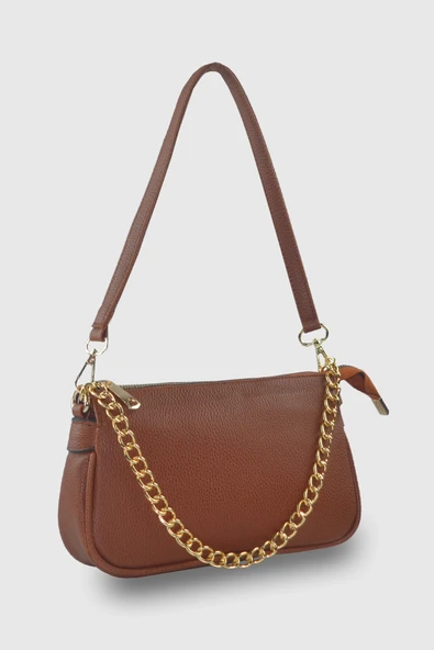 Bagorama HELLY Kadın Zincirli Suni Deri Kol ve Omuz Çantası - 2
