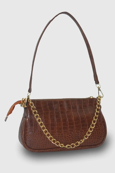 Bagorama HANSEN Kadın Zincirli Suni Deri Kol ve Omuz Çantası - 5